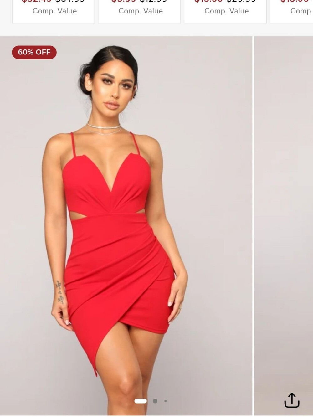 Fashion Nova Red Strapless Plunge Midi Dress